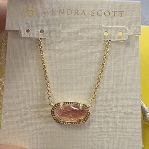 Kendra Scott Gold Necklace with Rose Quartz